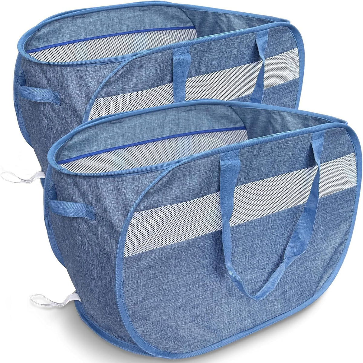 Pop Up Laundry Hamper 2 Pack with Handles & Side Pockets