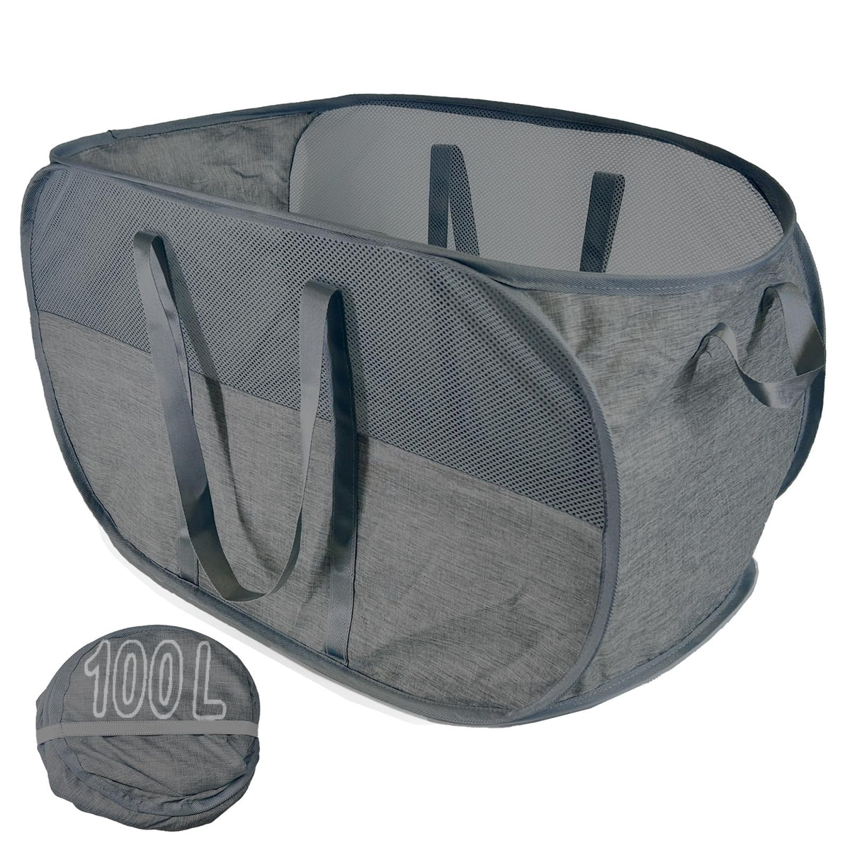 Pop Up Laundry Hamper 2 Pack with Handles & Side Pockets