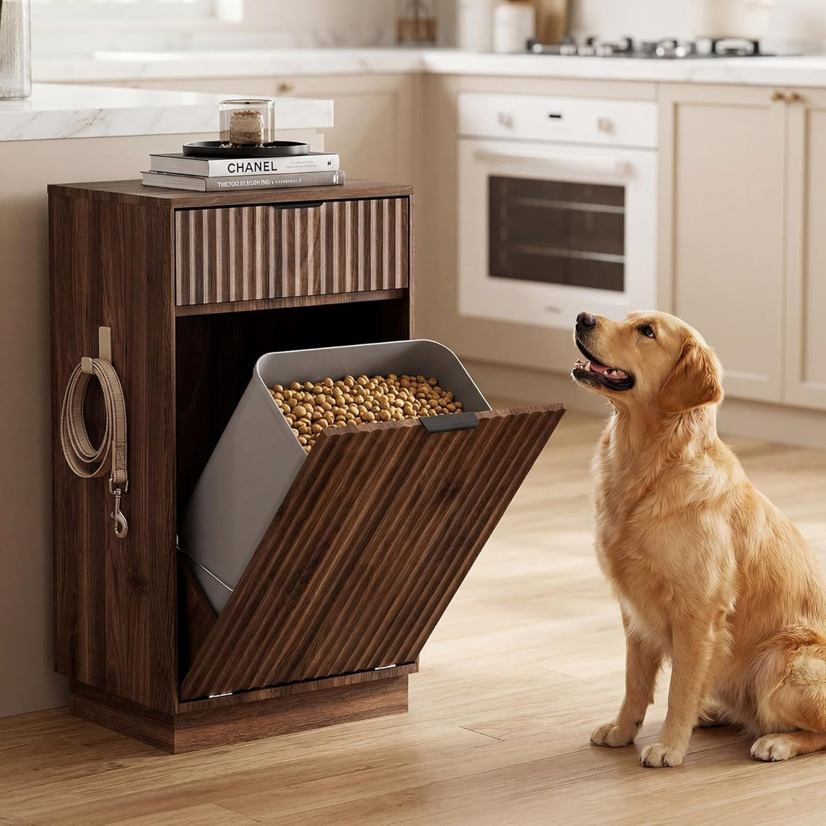 10 Gallon Tilt-Out Trash Cabinet, Laundry Hamper with Drawers.