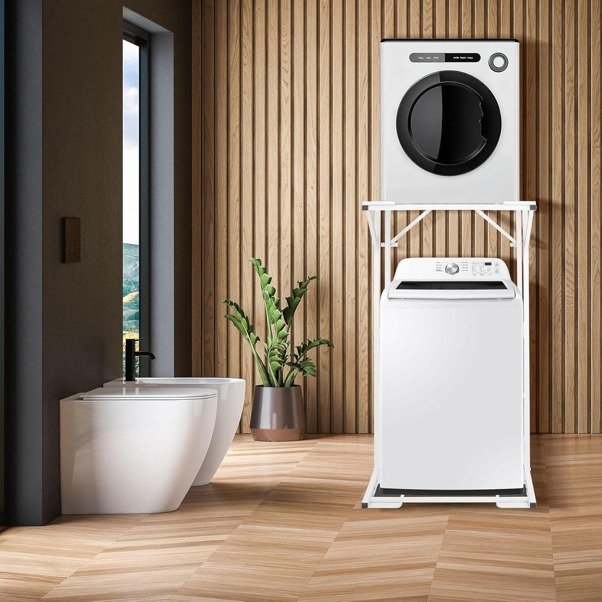 23” Washer Dryer Stand, Heavy Duty Non-slip Ideal for Compact Laundry Space