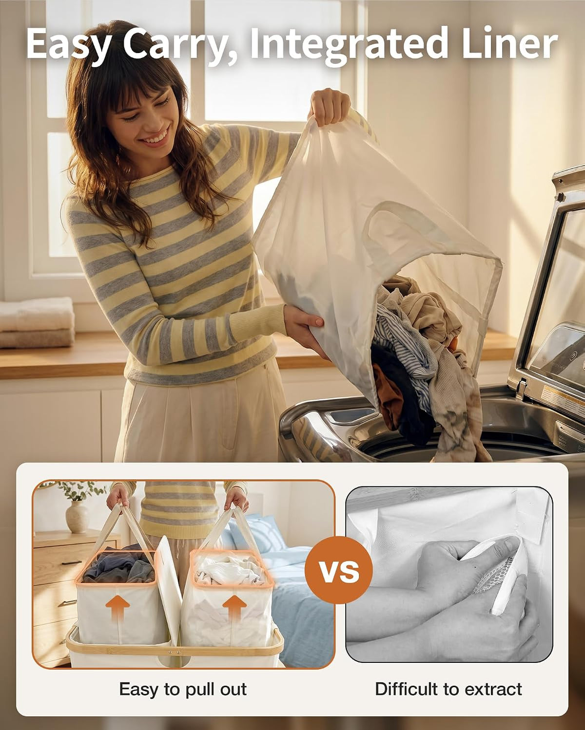 MIZATTO 2 Section Laundry Hamper with Lid, 140L Dirty Clothes Hamper