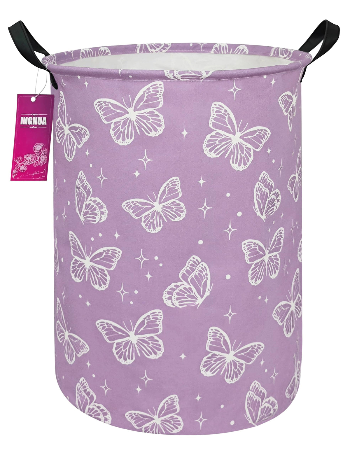 Laundry Hamper Large Canvas Fabric Storage Basket Pink hearts