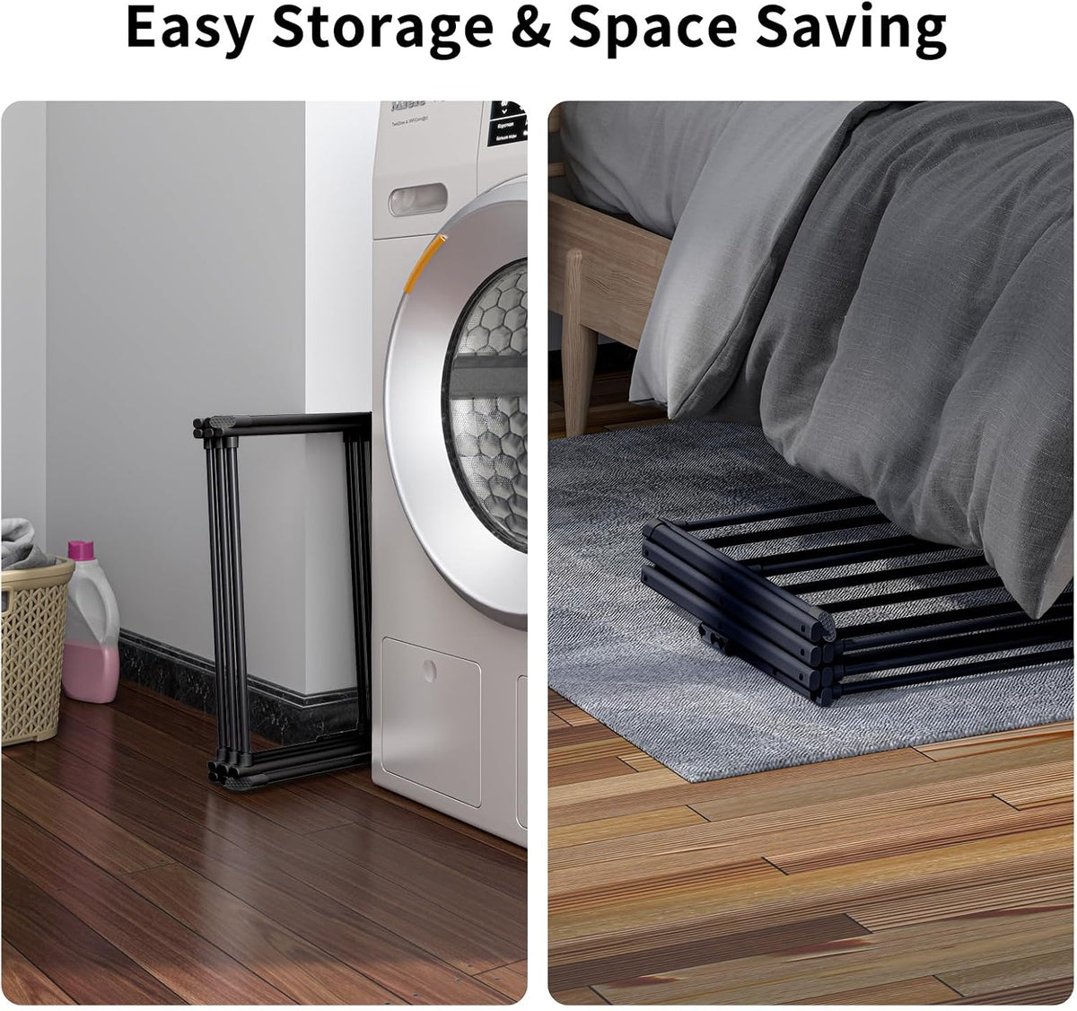 3 Tier Clothes Drying Rack, Foldable Drying Rack Clothing,Indoor & Outdoor Laundry Rack for Drying Clothes,Space-Saving Design,Small Collapsible Portable Dryer Racks for Laundry,Pure Black