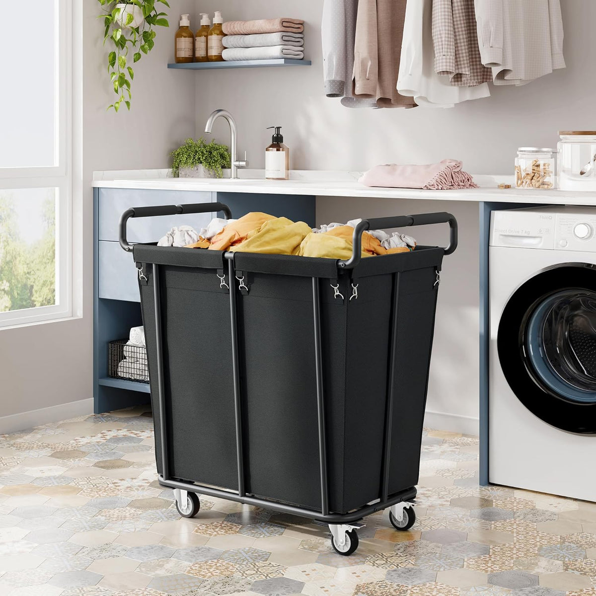 Gewudraw Extra Large Laundry Hamper with Wheels, Heavy Duty Hamper, 360L