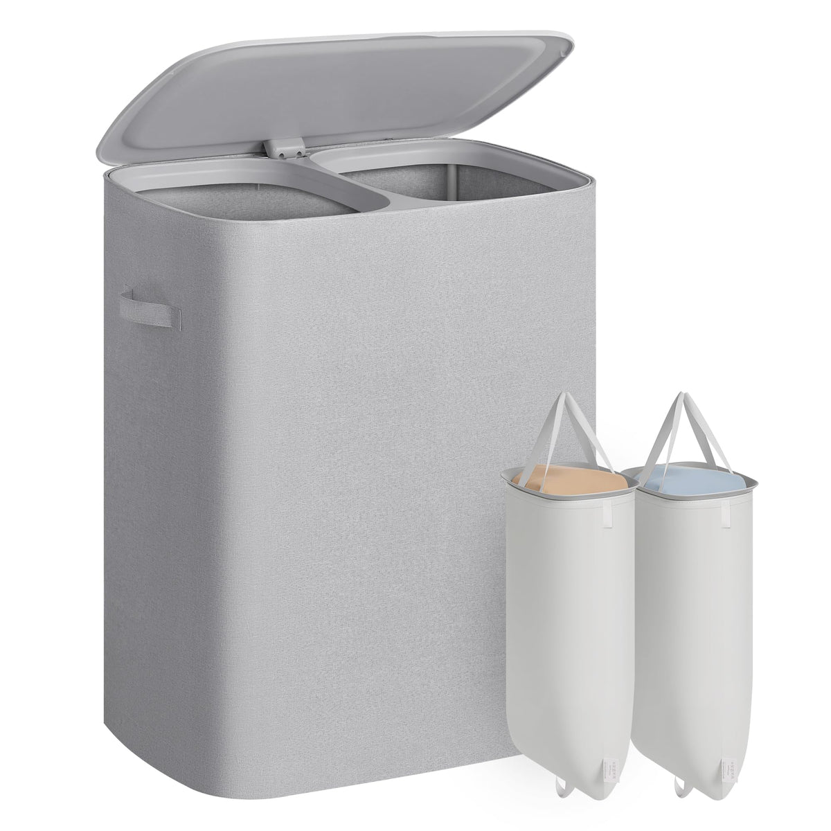 SONGMICS Laundry Hamper with Lid and Pedal, 160L Laundry Basket，2 Sections