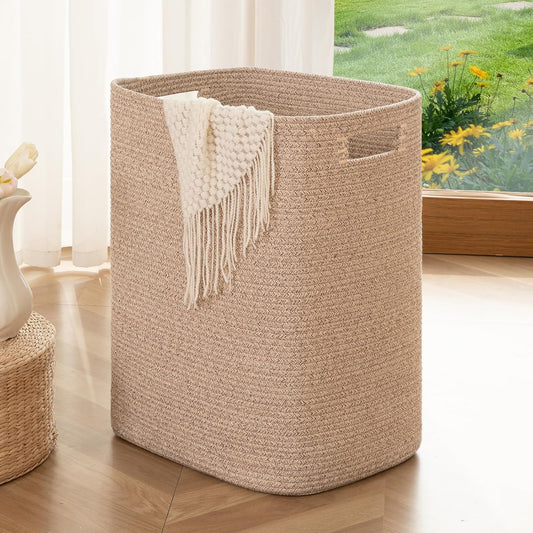 OIAHOMY Laundry Hamper Laundry Basket Cotton Rope Storage Baskets Brown