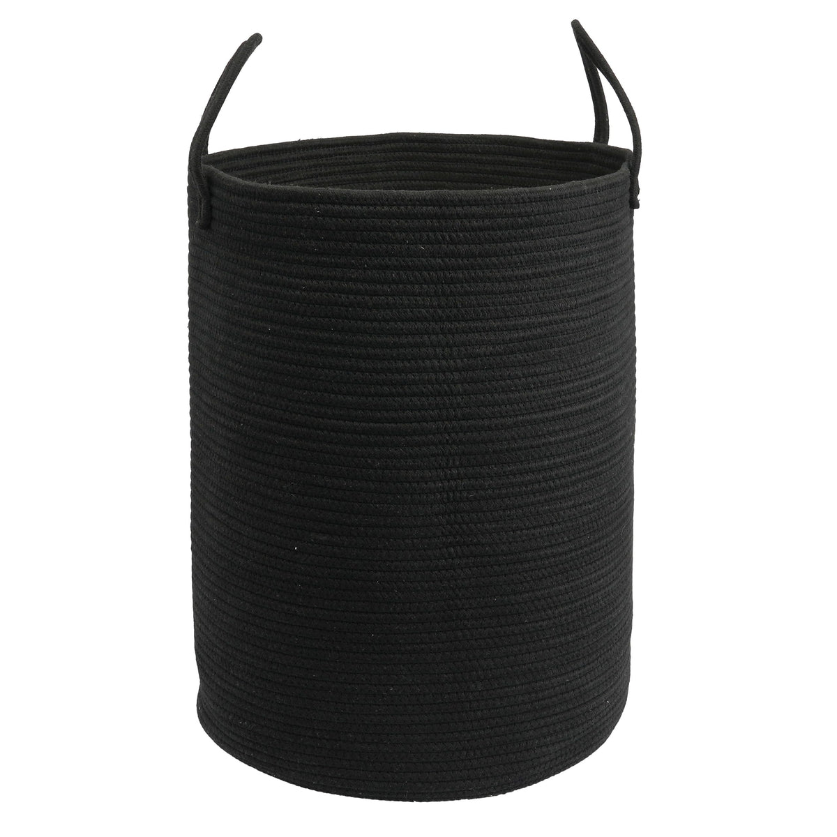 Woven Cotton Rope Laundry Basket, 15" x 20" Laundry Hamper, Black