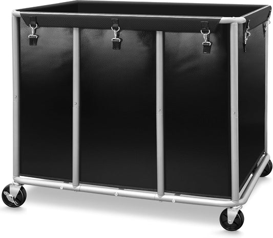 STORAGE MANIAC Commercial Laundry Cart with Wheels, 420L Black