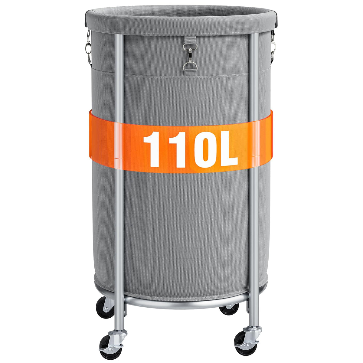 ELYKEN Laundry Basket with Wheels, Round Rolling Laundry Hamper, Black