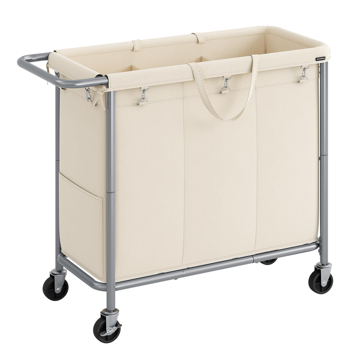 SONGMICS Laundry Basket with Wheels, 2-Section, 37.0 Gallons (140 L)