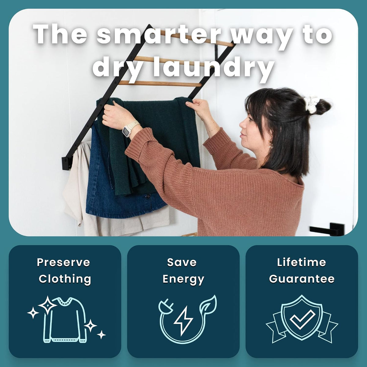Wall Mounted Drying Rack – Foldable Laundry Drying Rack for Wall, Space Saving Clothes Drying Rack for Laundry Room, Bathroom or Small Spaces