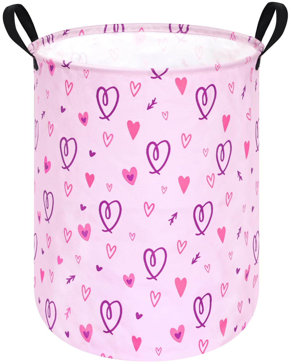 Collapsible Kids Laundry Basket Clothes Hamper, Foldable Storage Organizer Bin, Toy Clothes Storage with Handles for Boys Girls Bedroom, Room Decor Purple Rainbown