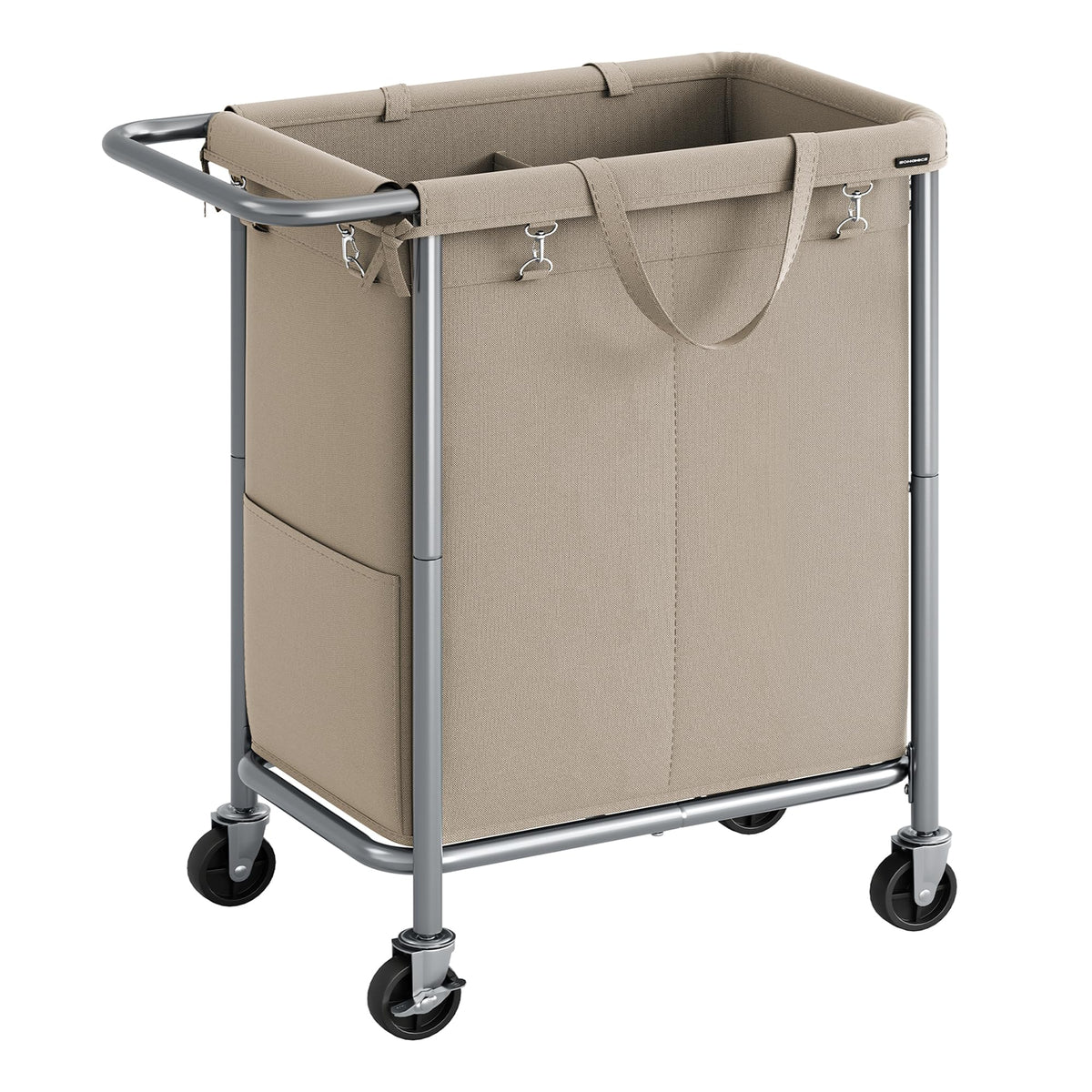 SONGMICS Laundry Basket with Wheels, 2-Section, 37.0 Gallons (140 L)