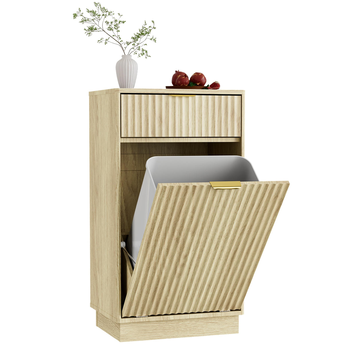 10 Gallon Tilt-Out Trash Cabinet, Laundry Hamper with Drawers.