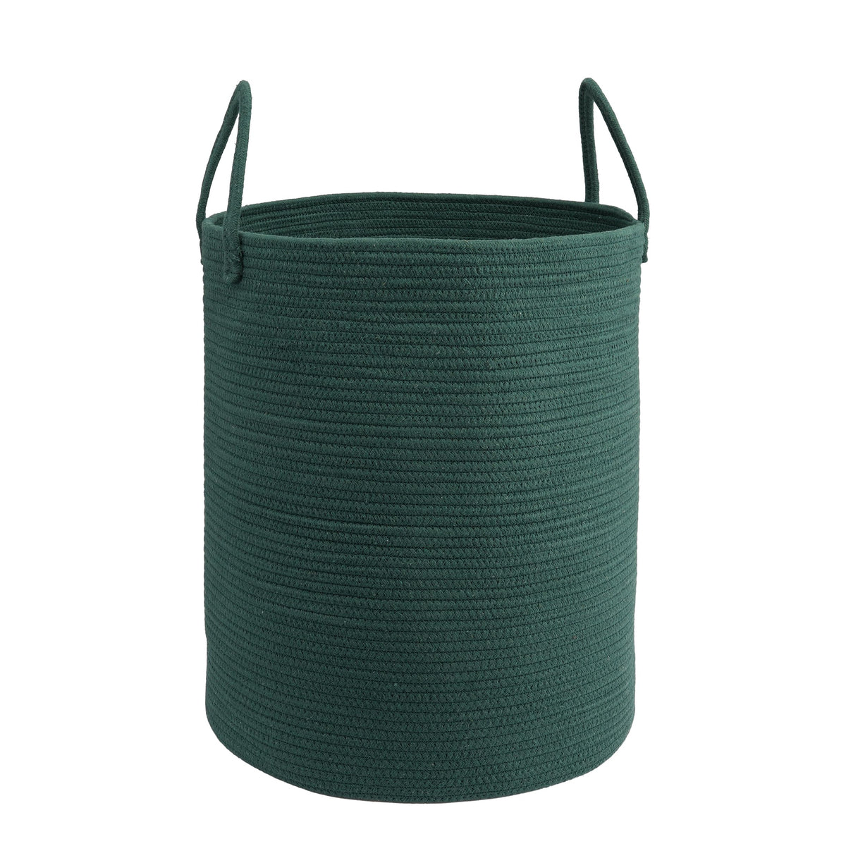 Woven Cotton Rope Laundry Basket, 15" x 20" Laundry Hamper, Black