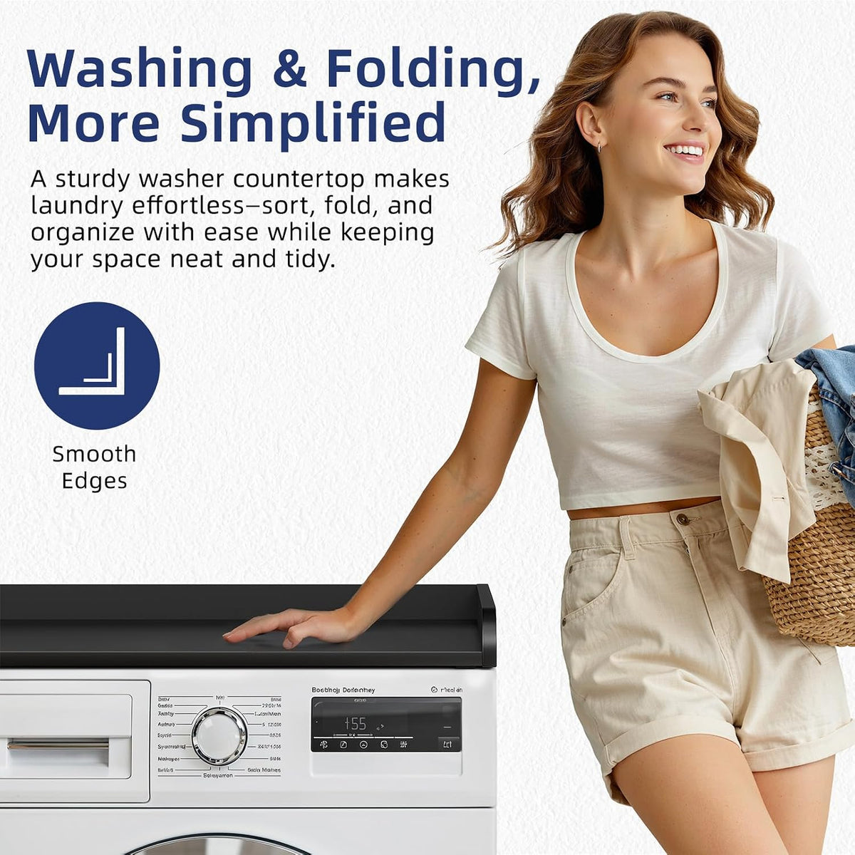 54" Width Washer Dryer Countertop for Depth Laundry Room Organization