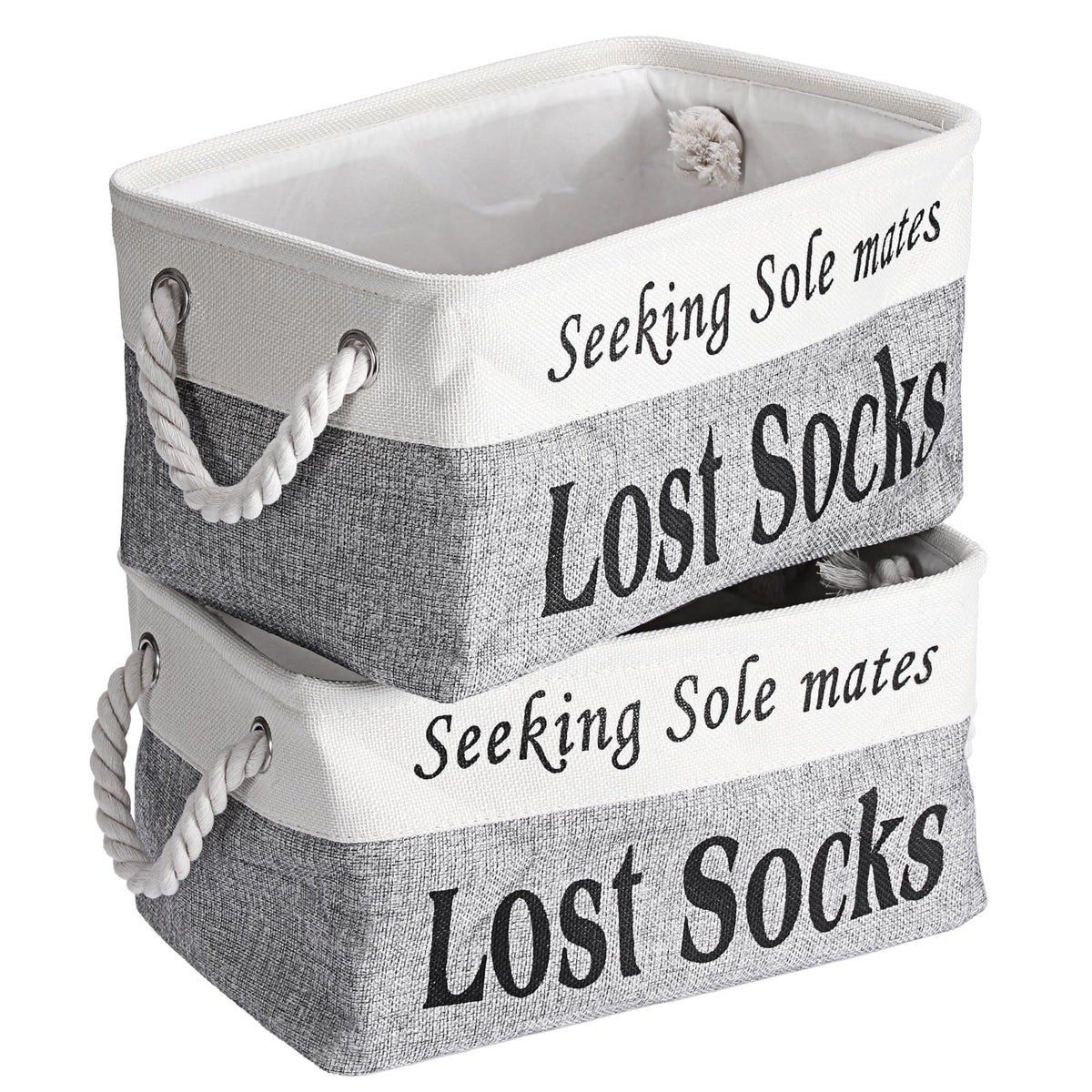 Lost Socks Basket for Laundry Room, Fabric Missing Sock Holder, Gray
