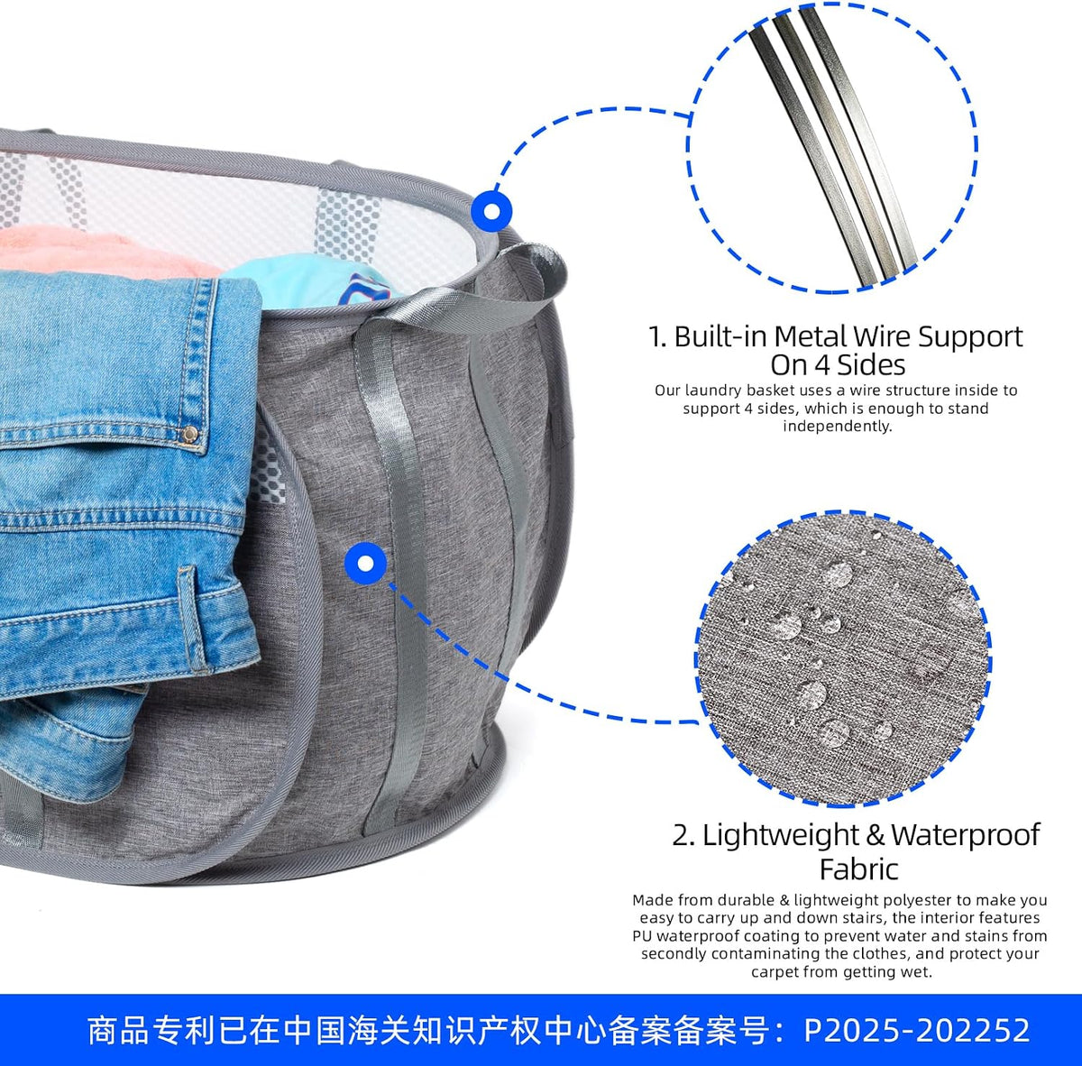 Pop Up Laundry Hamper, Holds 1.5 Loads, Honeycomb Breathable Laundry Basket