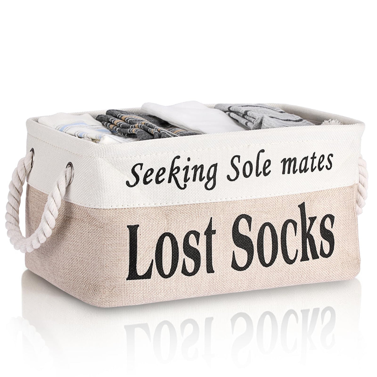 Lost Socks Basket for Laundry Room, Fabric Missing Sock Holder, Gray