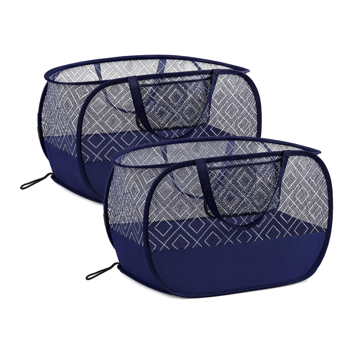 Pop Up Laundry Hamper 2 Pack with Handles & Side Pockets