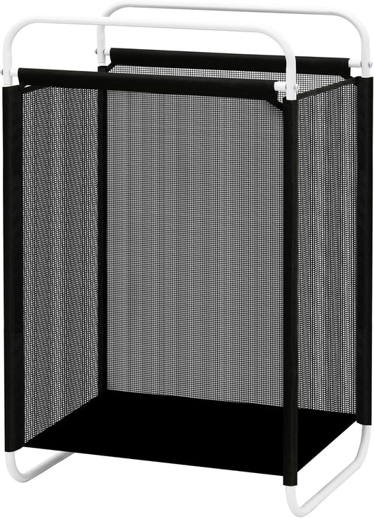 STO STO Laundry Hamper, 75L Laundry Basket with Vinyl Mesh Bag, Lightweight Portable Dirty Clothes Hamper, Laundry Bin with Metal Frame for Laundry Room, Bedroom, Closet and Dorm, Black Mesh