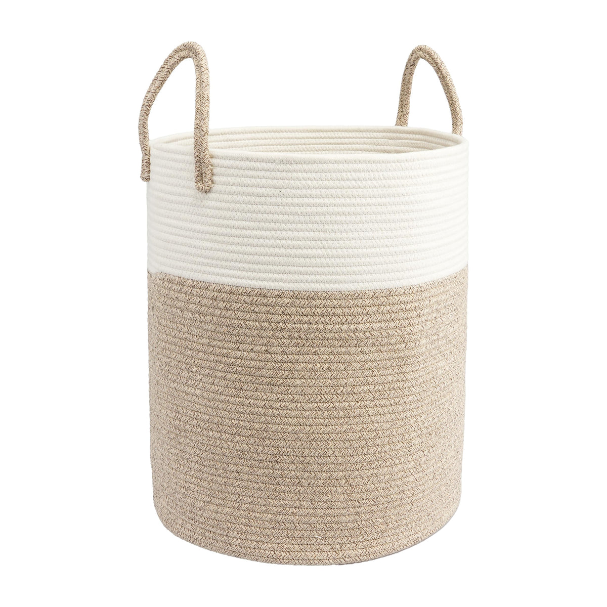 Woven Cotton Rope Laundry Basket, 15" x 20" Laundry Hamper, Black