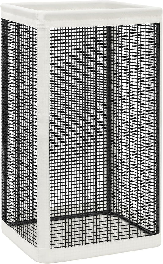 STORAGE MANIAC Mesh Laundry Hamper, 23.7 Gal. Tall Laundry Basket for Airflow, Strong Metal Dirty Clothes Hamper for College Dorm, Bedroom, Bathroom, Clothes Bin, White & Black