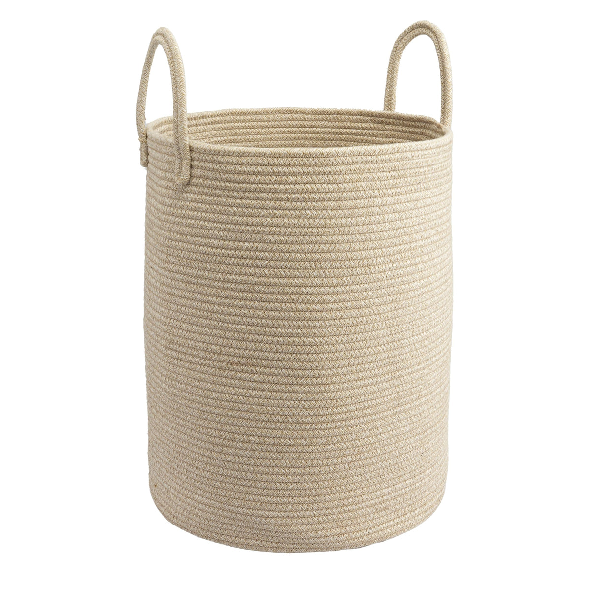 Woven Cotton Rope Laundry Basket, 15" x 20" Laundry Hamper, Black