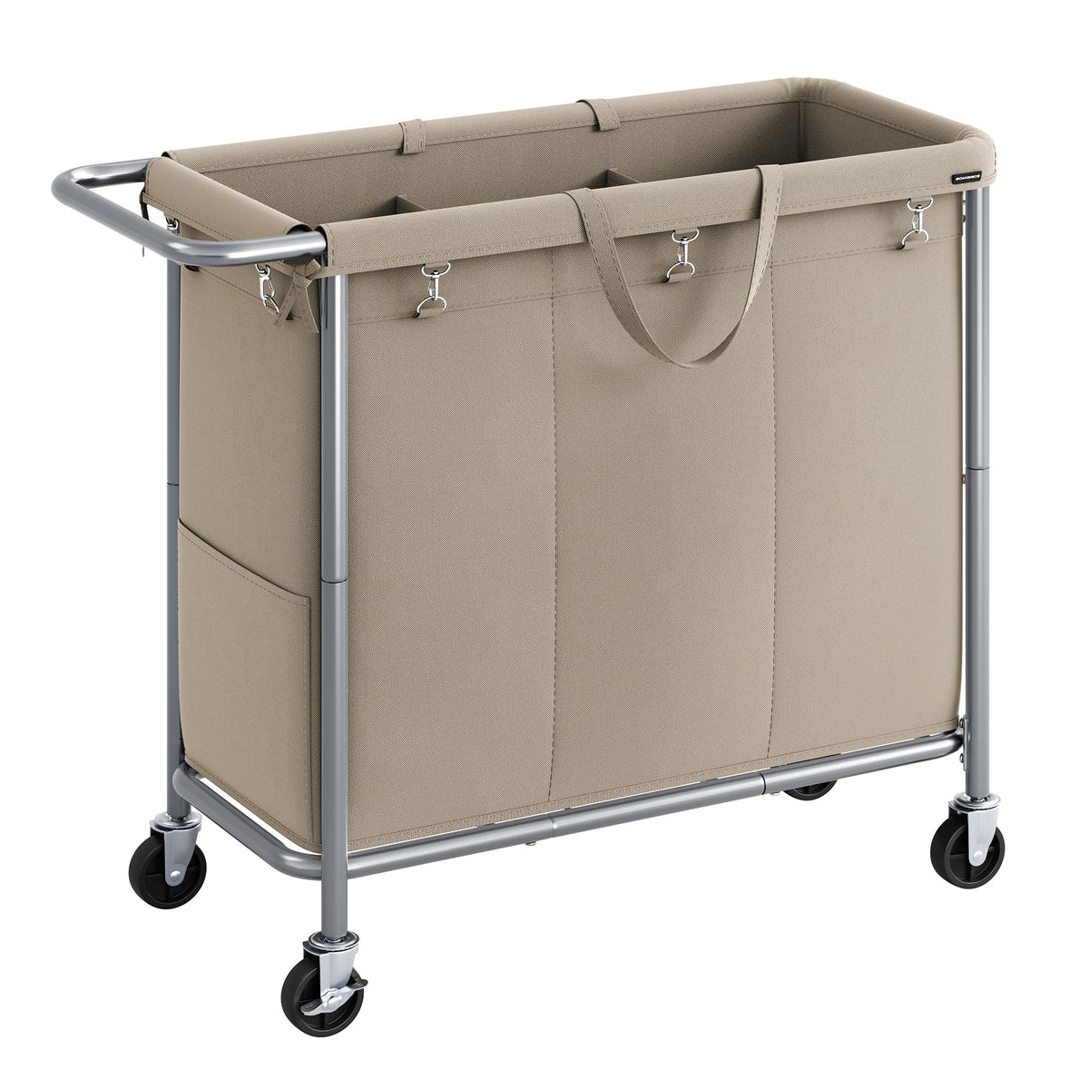 SONGMICS Laundry Basket with Wheels, 2-Section, 37.0 Gallons (140 L)